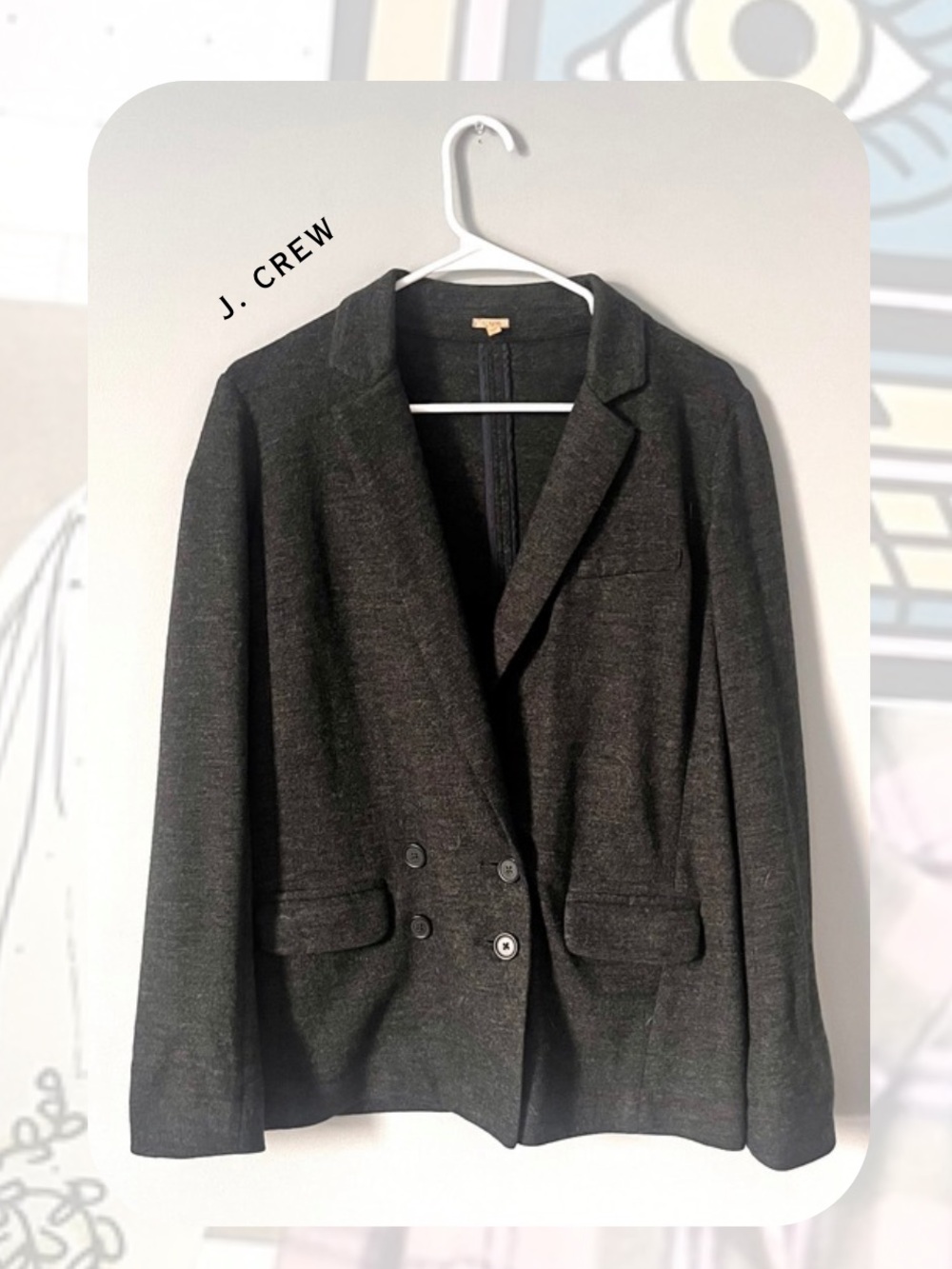 J. Crew Charcoal Gray Tailored Double-Breasted Blazer